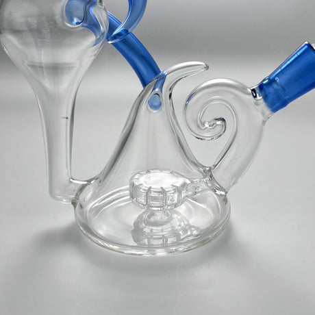 7'' Glass Bong Recycler Tornado Perc Smoking Water Pipe Hookah Bubbler W/Bowl