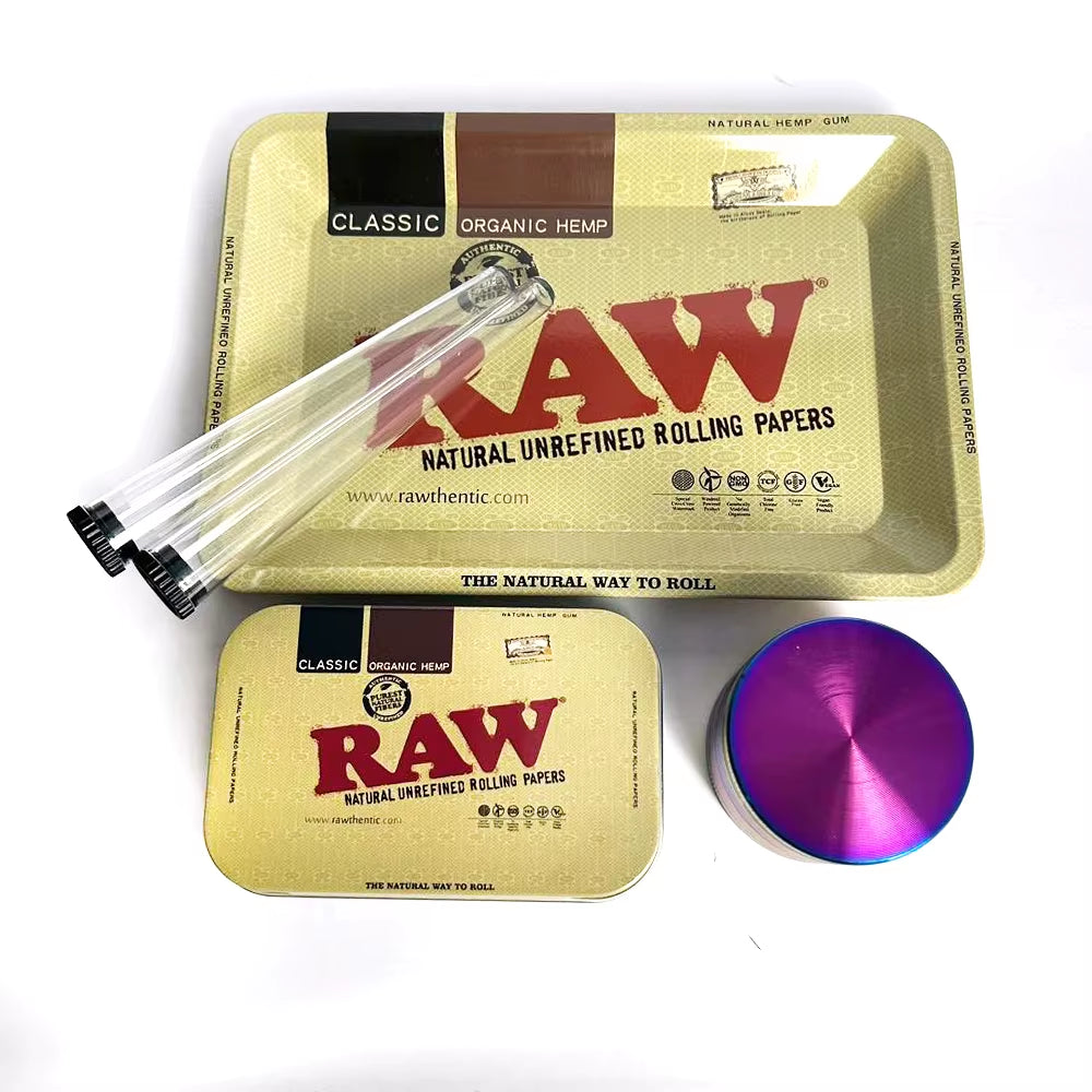 5-PACK TOBACCO KIT SET WITH STORAGE TUBES, GRINDER & ROLLING TRAY