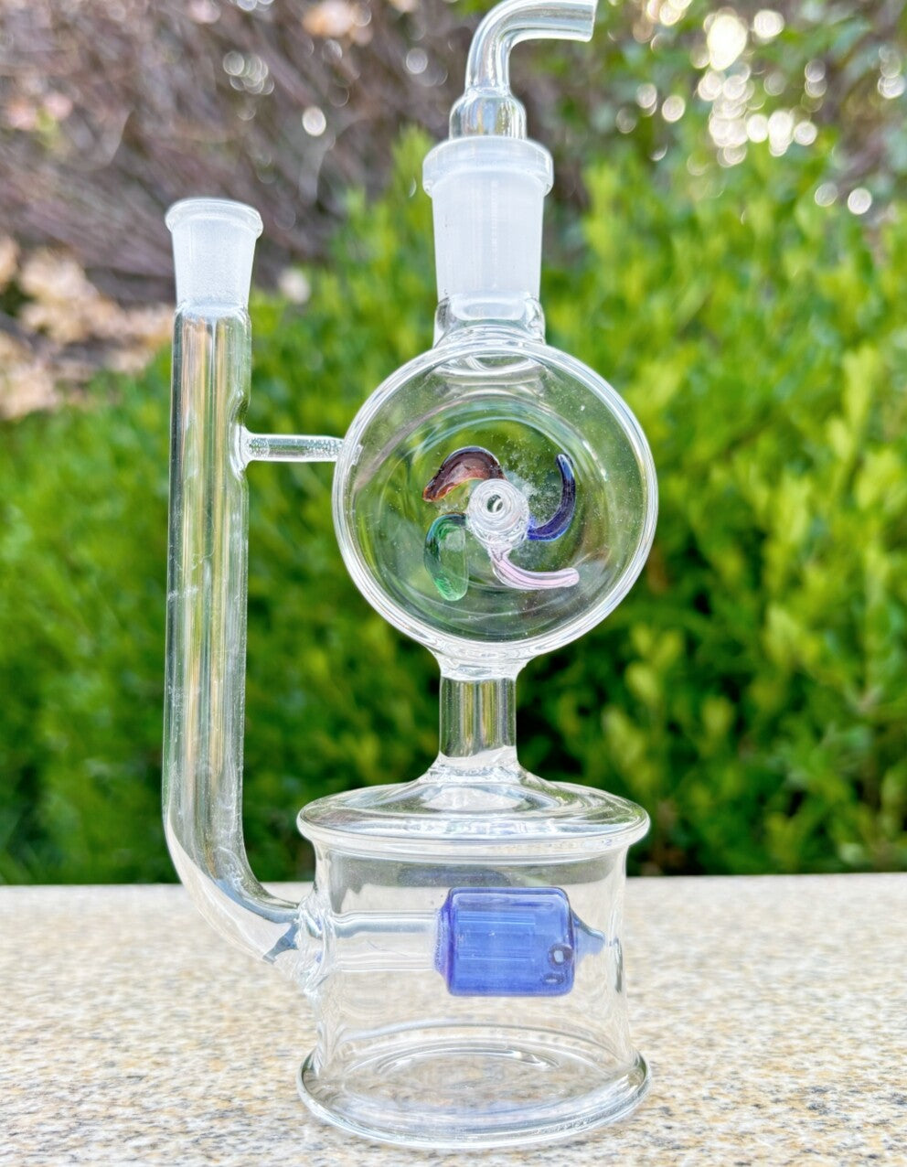 5.9'' Glass Bong Mini Windmill Spin Recycler Hookah Tornado Water Pipe Bubbler