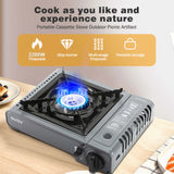 GVDV PORTABLE 1-BURNER BUTANE CAMPING GRAY STOVE WITH UPDATED CARRYING CASE