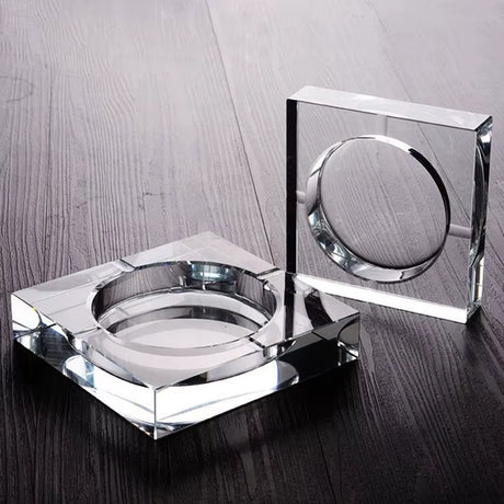 Crystal Glass Ash Tray Black/ Gold/Tranparent Square Shape Ashtray Cigar Smoking Accessory Household Office KTV Smoking Supply