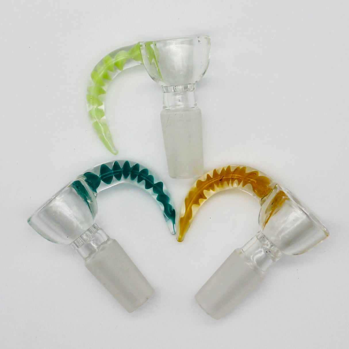 Color Swirl Horn Handle Clear Teacup Glass on Glass Art Slide Bowl 14Mm W Screen