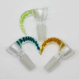 Color Swirl Horn Handle Clear Teacup Glass on Glass Art Slide Bowl 14Mm W Screen