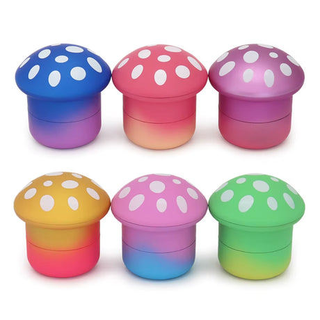 LARGE MUSHROOM-SHAPED METAL HERB & TOBACCO GRINDER – COLORFUL DESIGN