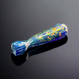 Golden Fumed Chillum Glass Pipes, Blue with Gold Chillums