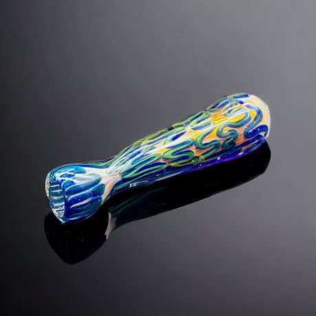 Golden Fumed Chillum Glass Pipes, Blue with Gold Chillums