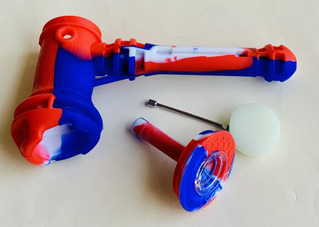 7.5 Inch Long Silicone Hammer Bubbler Tobacco Hookah Water Pipe