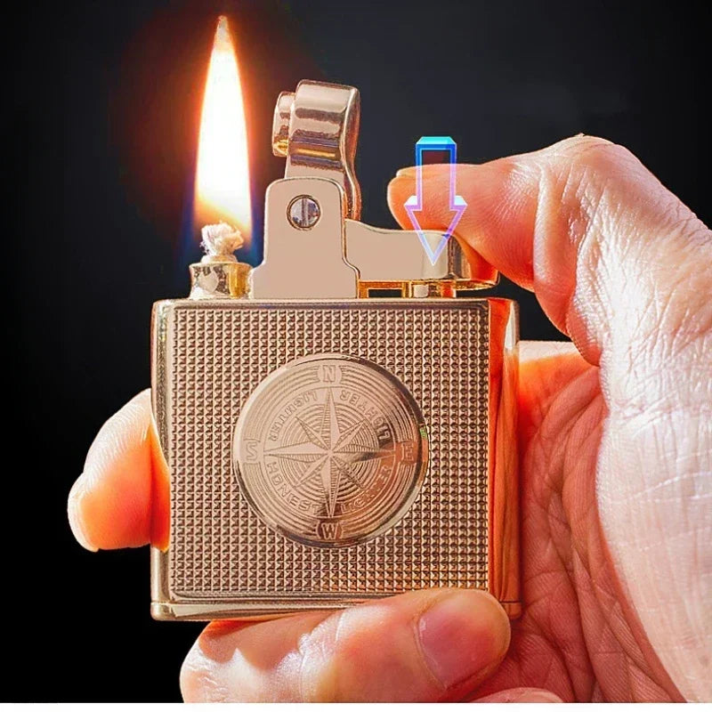 RETRO WINDPROOF BRASS CIGAR LIGHTER – LUXURY METAL SMOKING ACCESSORY