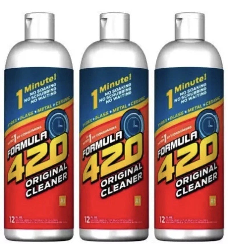 Glass Cleaner Ceramic Metal Bong Hookah Safe Cleaner 12 Oz Bottle 3 Pack