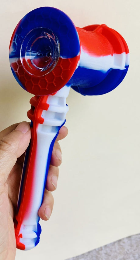 7.5 Inch Long Silicone Hammer Bubbler Tobacco Hookah Water Pipe