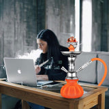 HOSE HOOKAH SET 11 INCH MINI SHISHA WITH PUMPKIN VASE, CERAMIC BOWL, ACCESSORIES