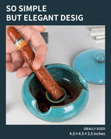 Ceramic Ashtray with Lids Cigar Accessories Outdoor Windproof Ashtrays for Ci...