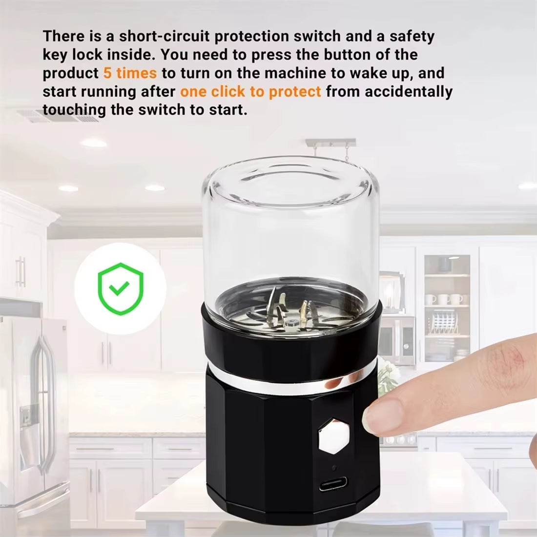 SMO PORTABLE ELECTRIC HERB & TOBACCO GRINDER – INTELLIGENT TOUCH SAFETY