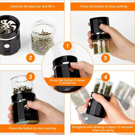 SMO PORTABLE ELECTRIC HERB & TOBACCO GRINDER – INTELLIGENT TOUCH SAFETY