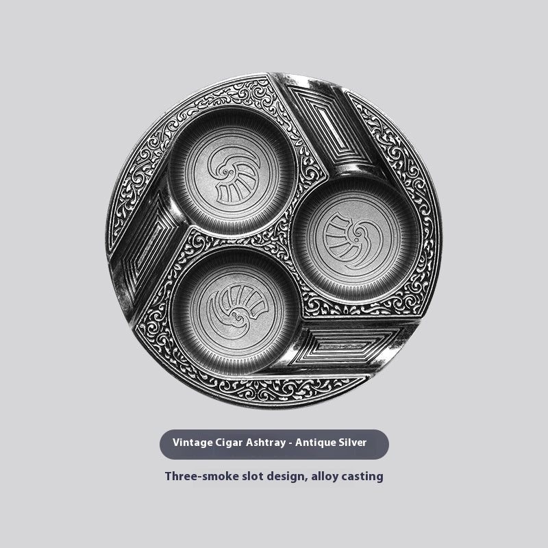 Three-Slot Retro Metal Easy-To-Clean Cigar Ashtray