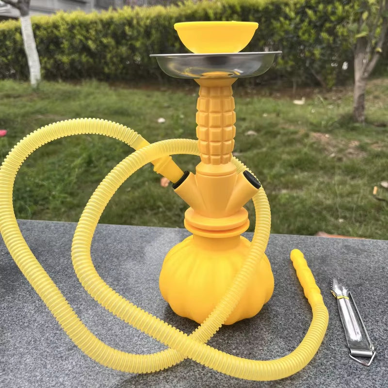 ACRYLIC SHISHA HOOKAH SET WITH SINGLE SILICONE HOSE FOR OUTDOOR TRAVEL PORTABLE NARGUILE CACHIMBA ACCESSORIES