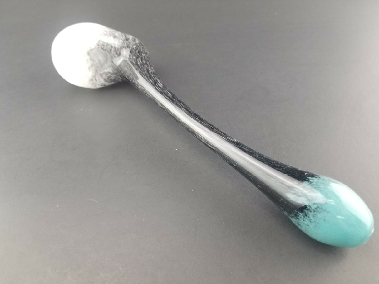 Teal, Black, and White Glass Gandalf - Tobacco - Sherlock about 8.5 Inches
