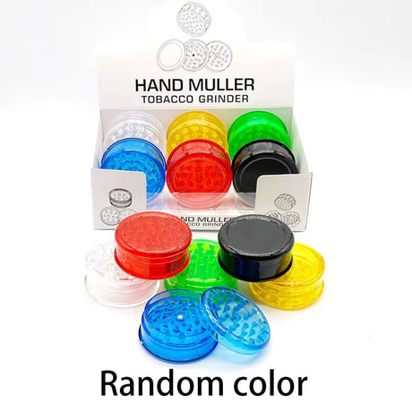 3-LAYER PLASTIC TOBACCO & HERB GRINDER – 60 MM, RANDOM COLOR