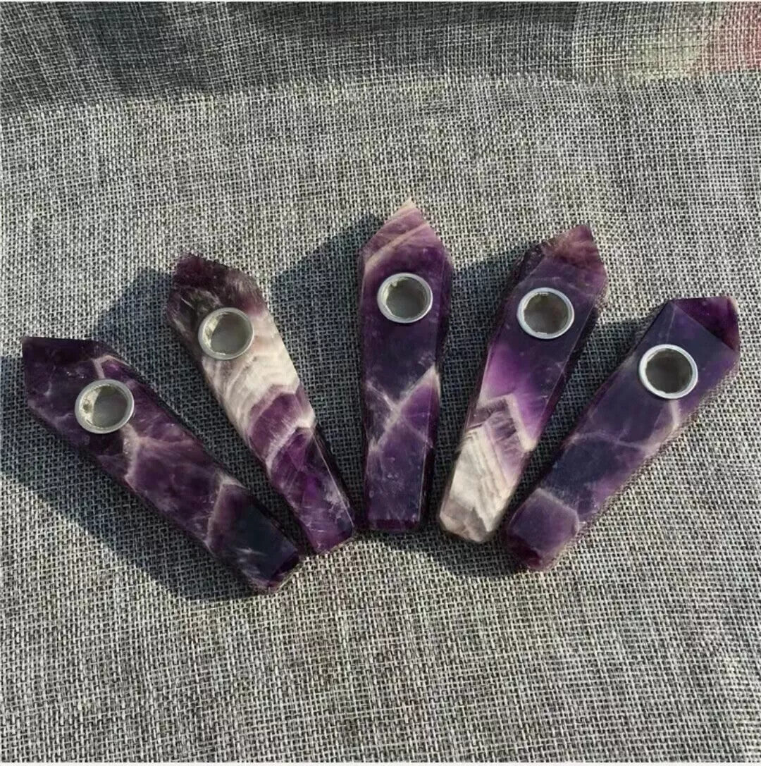 Natural Quartz Smoking Pipe Crystal Point Wand Stone Rock Obelisk Healing 1Pc