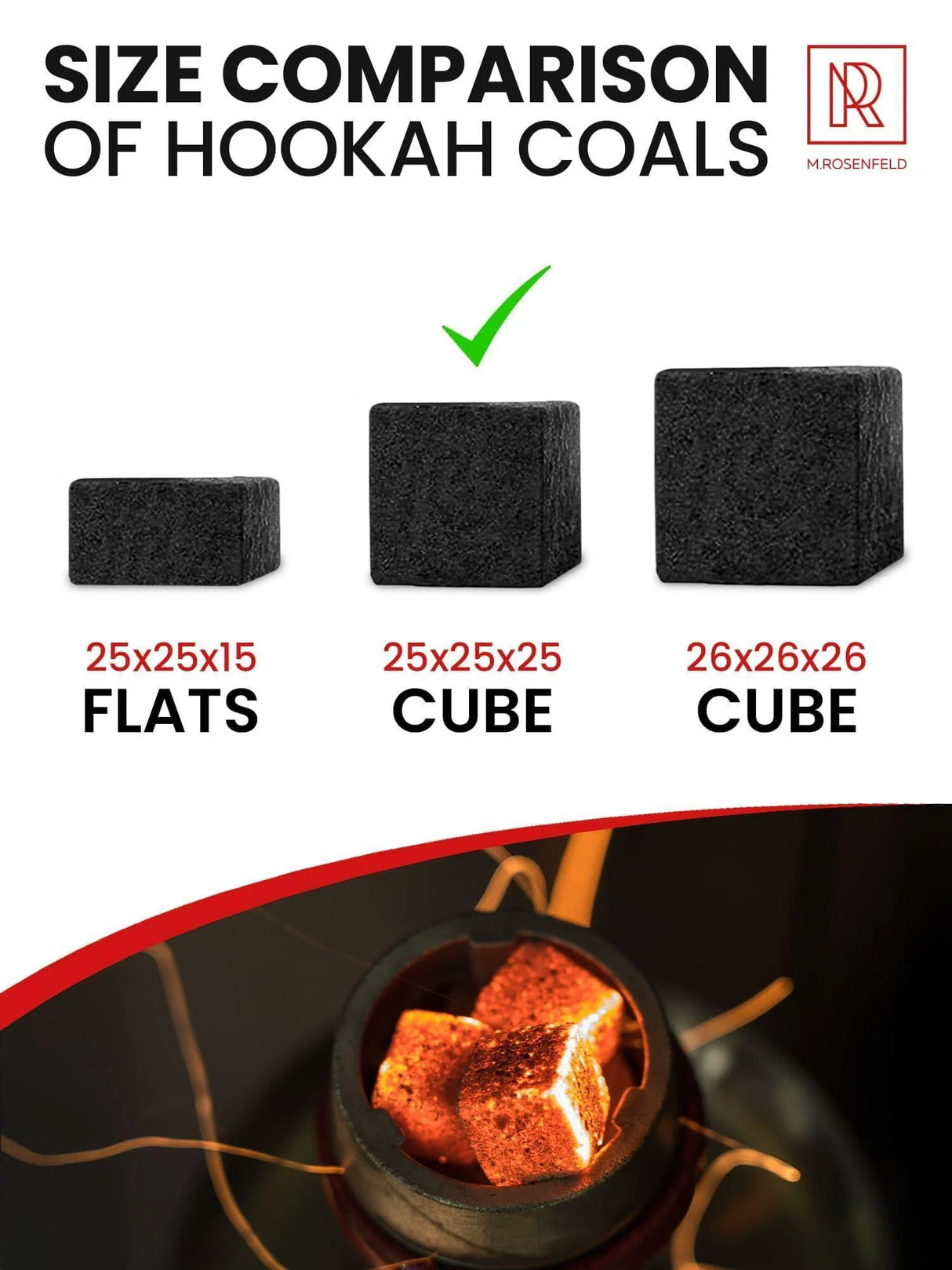 M. ROSENFELD 72 PCS COCONUT HOOKAH CHARCOAL 25MM CUBES