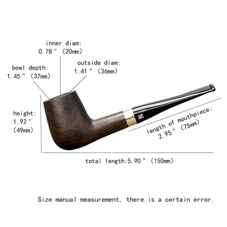 MUXIANG Ebony Wooden Smoking Pipe 9Mm Filter Straight Stem Tobacco Pipe 10 Tools