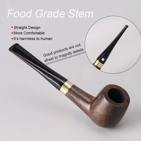 MUXIANG Ebony Wooden Smoking Pipe 9Mm Filter Straight Stem Tobacco Pipe 10 Tools