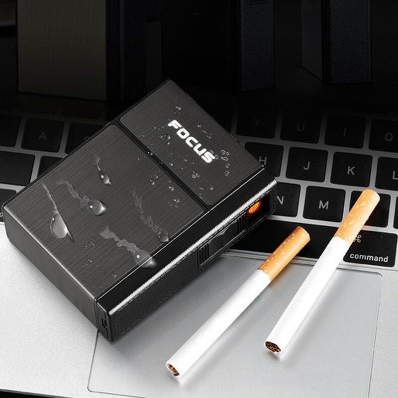 Cigarette Case Tobacco Box Electric Flameless Lighter Windproof USB Rechargeable