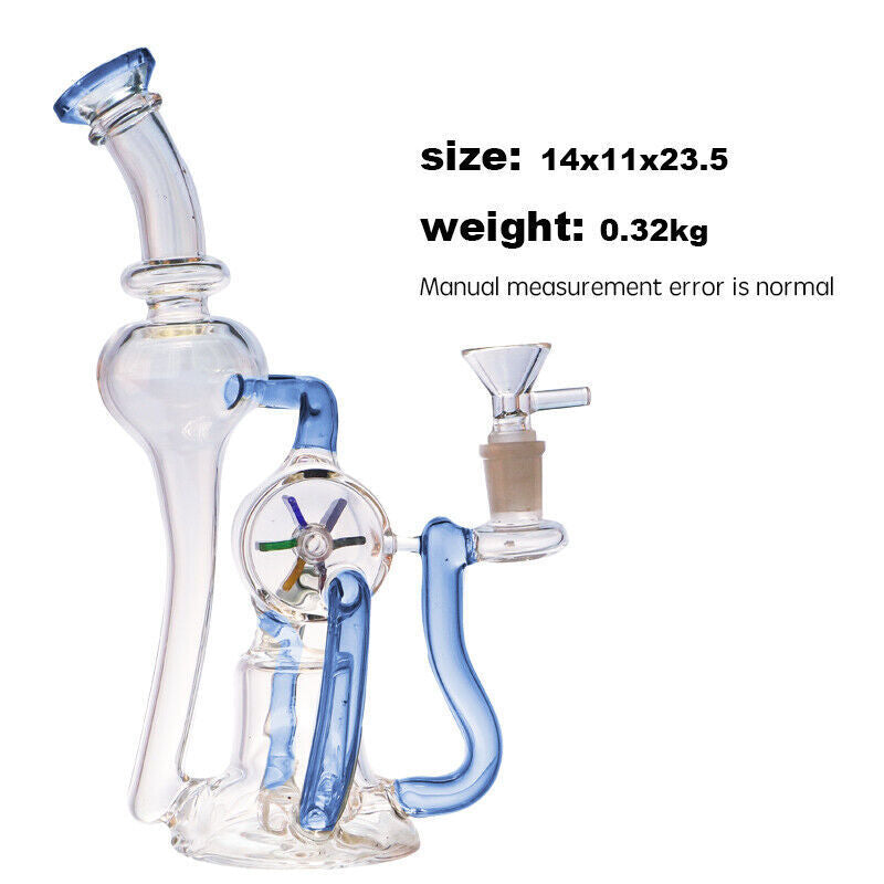 9Inch Glass Recycler Bong Windmill Spin Water Pipe Tornado Percolator Bubbler