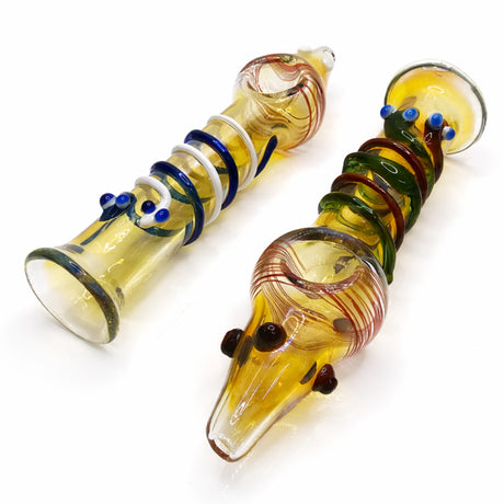 2 Pack 7" Silver/Gold Fumed Glass Steamroller Pipes – Big Hitter Tobacco
