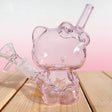 Pink Kitty Cat 4'' Glass Bong Bubbler Built-In Filter Hookah Smoking Water Pipe