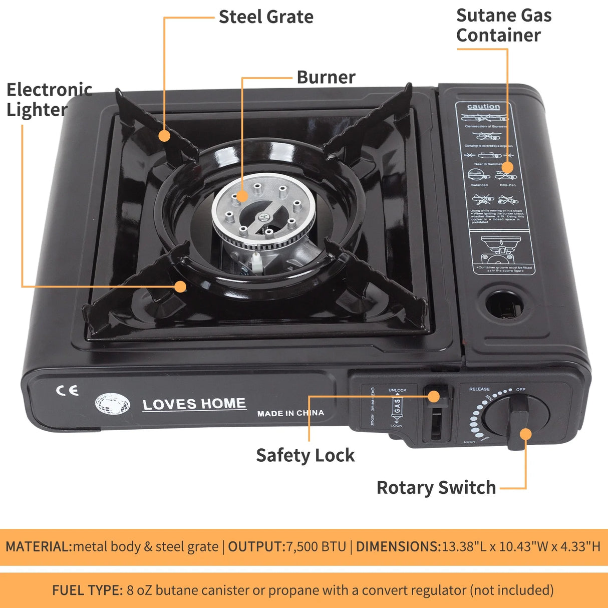 PINKSHEEP SINGLE-BURNER PORTABLE BUTANE GAS STOVE FOR CAMPING