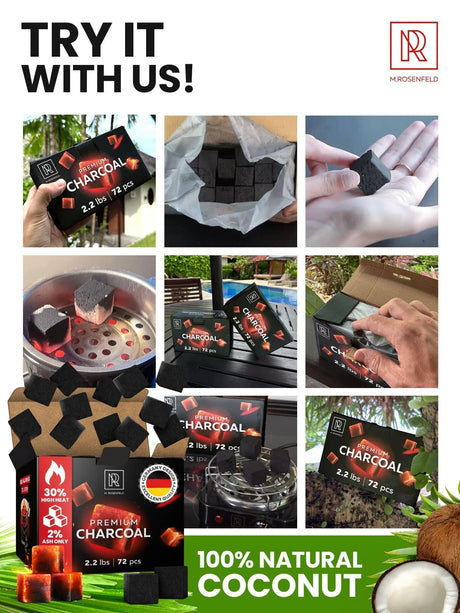 M. ROSENFELD 72 PCS COCONUT HOOKAH CHARCOAL 25MM CUBES