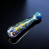 Golden Fumed Chillum Glass Pipes, Blue with Gold Chillums