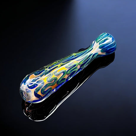 Golden Fumed Chillum Glass Pipes, Blue with Gold Chillums