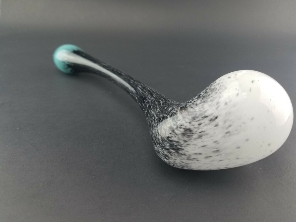 Teal, Black, and White Glass Gandalf - Tobacco - Sherlock about 8.5 Inches