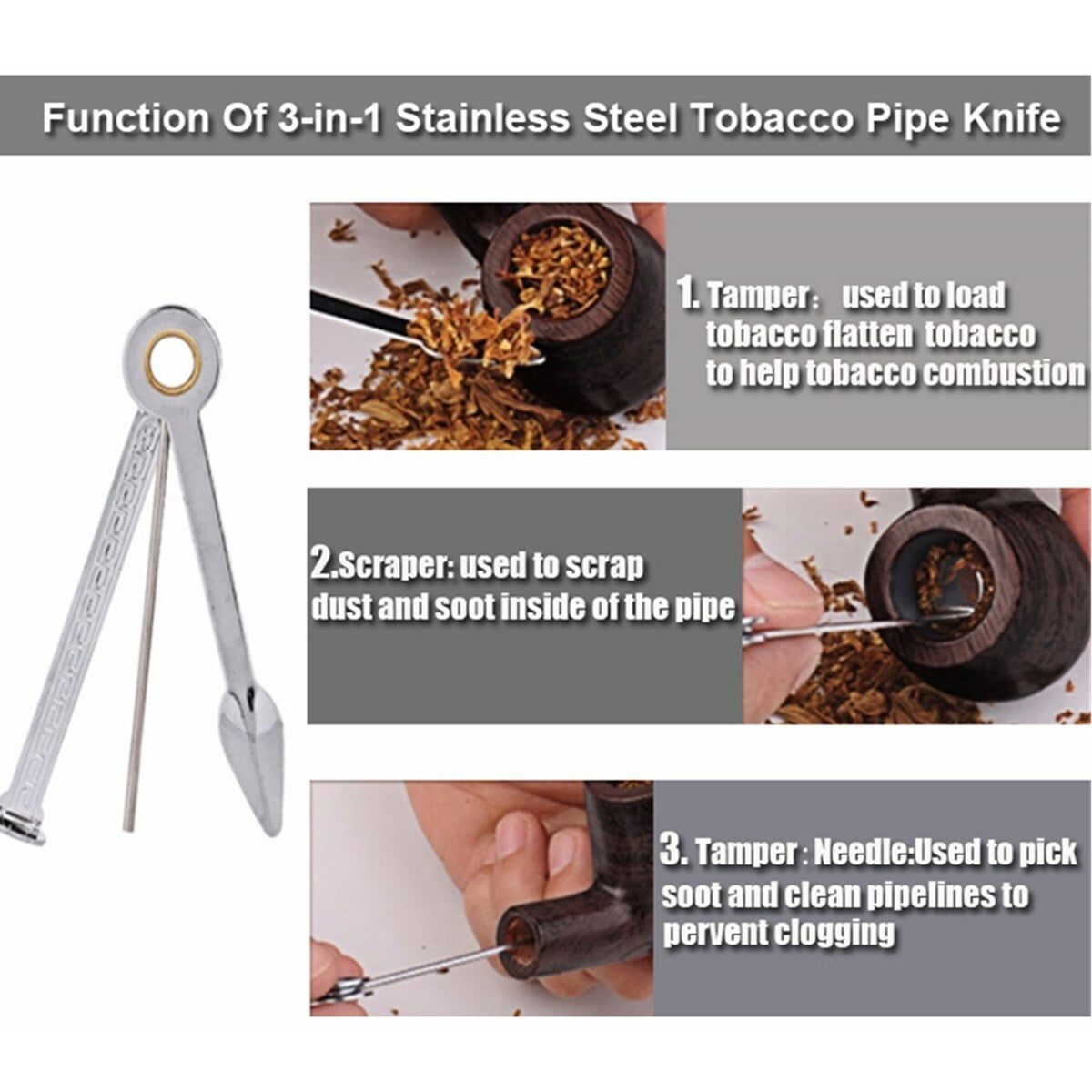 Rosewood Churchwarden Gandalf Pipe Long Stem Bent Tobacco Pipe W/ Accessories US