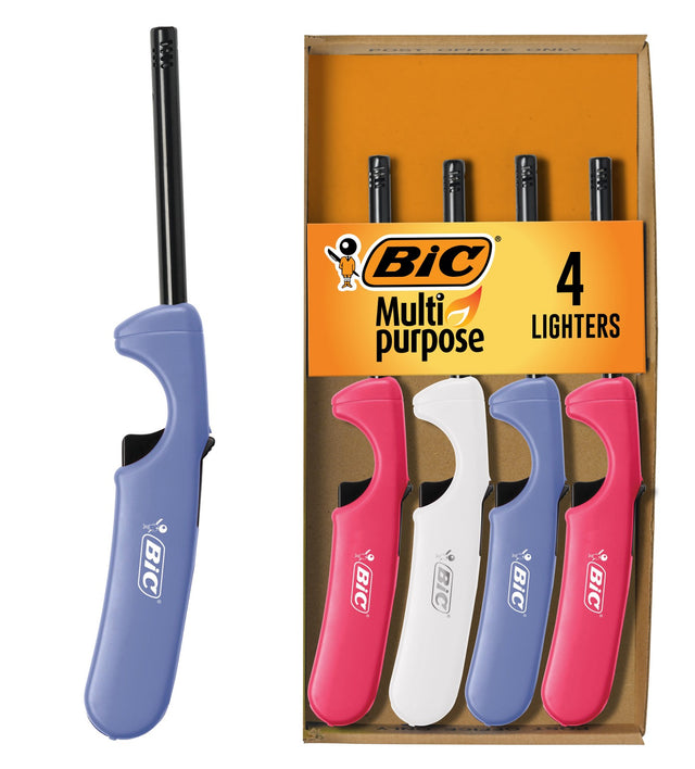 BIC MULTI-PURPOSE CANDLE EDITION LIGHTER – ASSORTED COLORS (4 PACK)