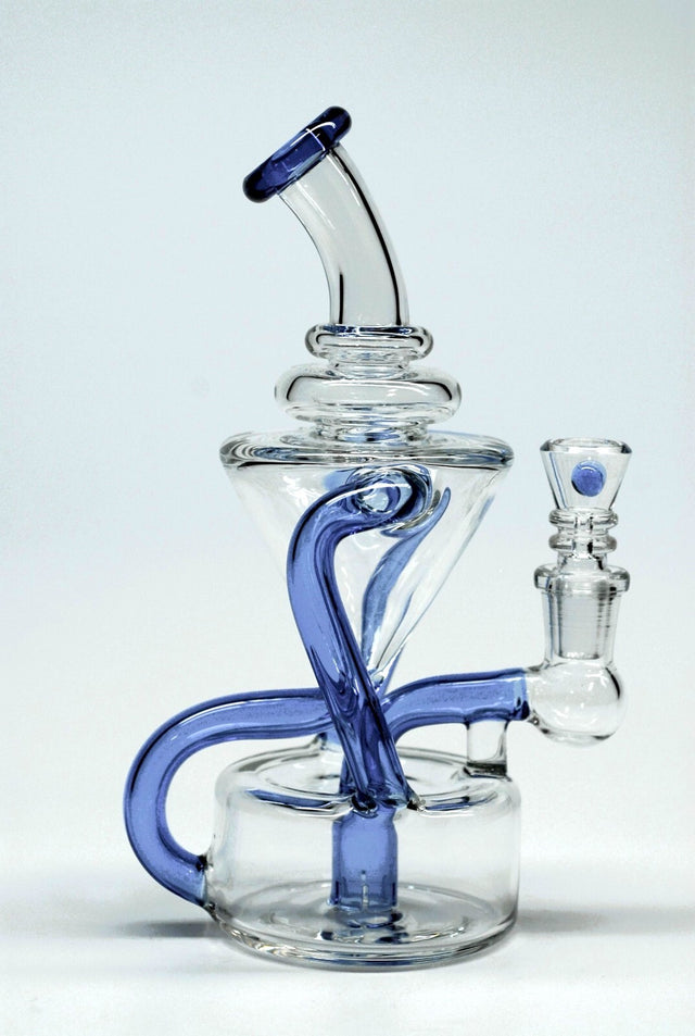 8" Sky Blue Klein Vortex Recycler Tobacco Smoking Water Pipe Hookah Bubbler Bong