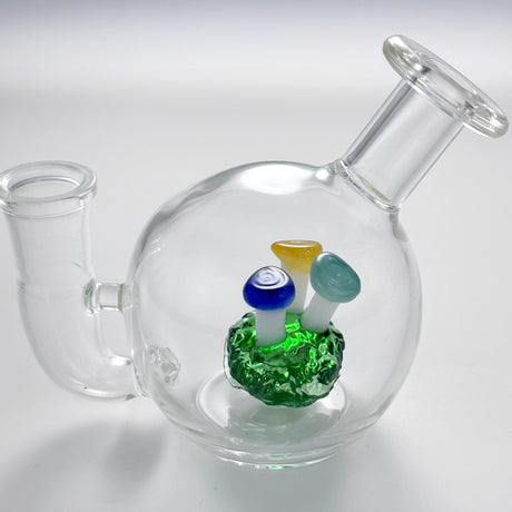 Samll Glass Bong Bubbler Mushroom Perc round Ball Water Pipe W/14Mm Tobacco Bowl