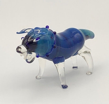 Blue Dog Animal Tobacco Smoking Pipe Handmade Hand Blown Glass W/Carb Hole