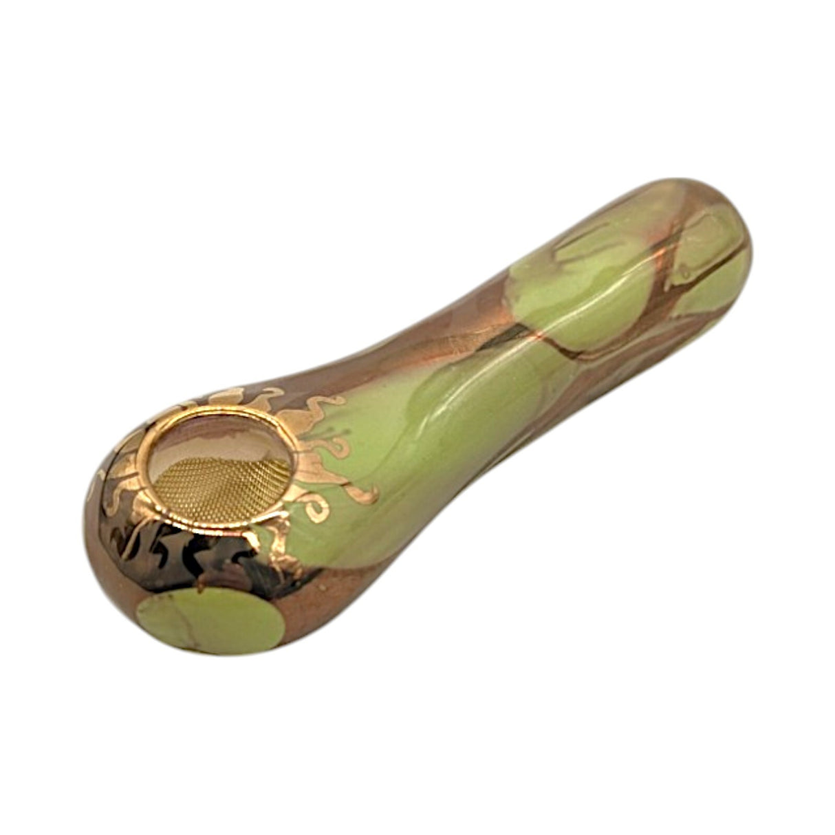 4" Ancient Creations Ceramic Tobacco Smoking Spoon Pipe Green