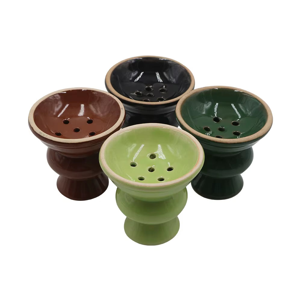 SIX HOLES CERAMIC FUNNEL HOOKAH BOWL WITH INTEGRATED HEAT HOLDER