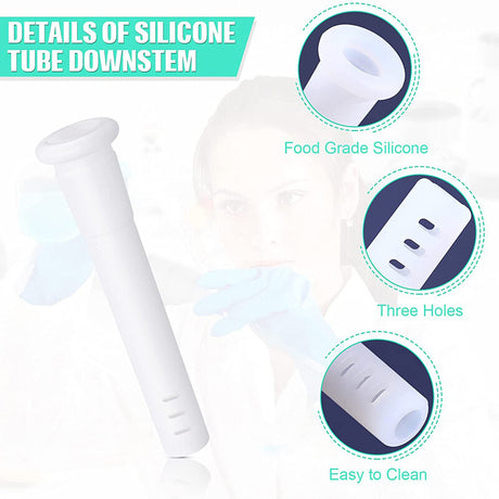 4PCS 4" Silicone Tube Downstem 14Mm Female Bowl Connector Semi Translucent White