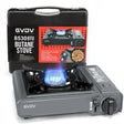 GVDV PORTABLE 1-BURNER BUTANE CAMPING GRAY STOVE WITH UPDATED CARRYING CASE