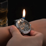 Watch Watch Style Metal Open Flame Lighter Creative Men'S Sports Open Flame Watch Lighter Inflatable Adjustable Fmale Encendedor