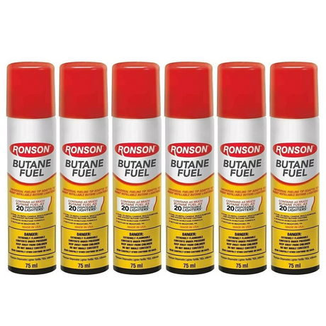 RONSON ULTRA BUTANE LIGHTER FUEL – 75 ML, 6 PACK