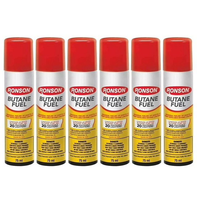 RONSON ULTRA BUTANE LIGHTER FUEL – 75 ML, 6 PACK