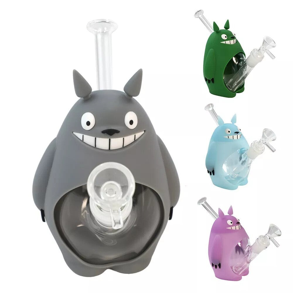 6" Silicone & Glass Bong Water Pipe Hookah Bubbler W/ Bowl Random Color