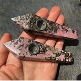 Natural Quartz Smoking Pipe Crystal Point Wand Stone Rock Obelisk Healing 1Pc