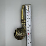 4.8"Collect China Brass Animal Carp Carving Flowers Dry Tobacco Bag Tobacco Pipe